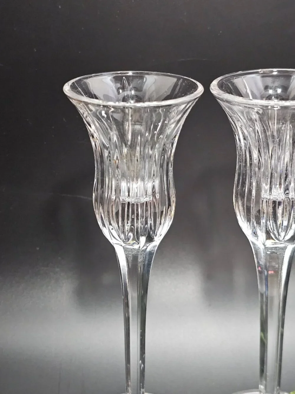 2 Mikasa Icicles Crystal Candlestick Holders Vintage Glass Taper Candle Holder